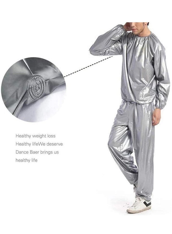 Generic Sauna Suit, Professional Sauna Suit Top and Bottoms Non Rip Weight Loss Sweat Suit Boxing Training Gym Sauna Suit Men Weight Loss Jacket Pant Gym - Image 4