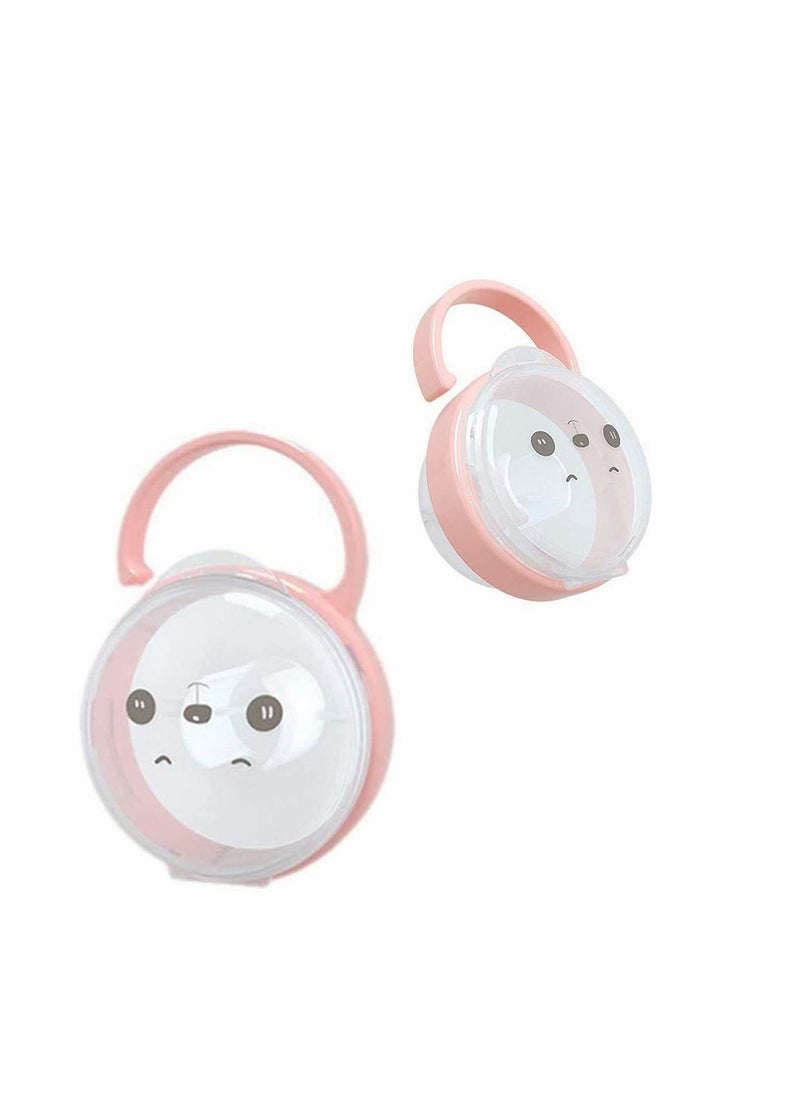 Y&D - Baby Dummy Case, Travel Soother Box Pacifier Holder Storage Case Container for Infant Toddler Dust Boxes Container, 2PCS (Pink) - Image 1