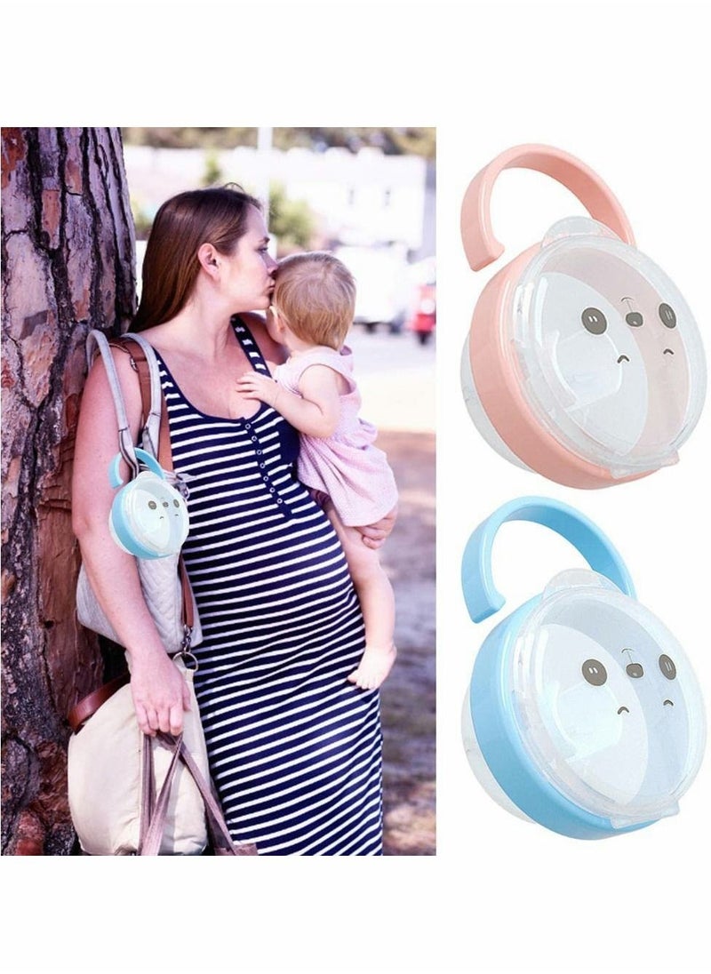 Y&D - Baby Dummy Case, Travel Soother Box Pacifier Holder Storage Case Container for Infant Toddler Dust Boxes Container, 2PCS (Pink) - Image 1