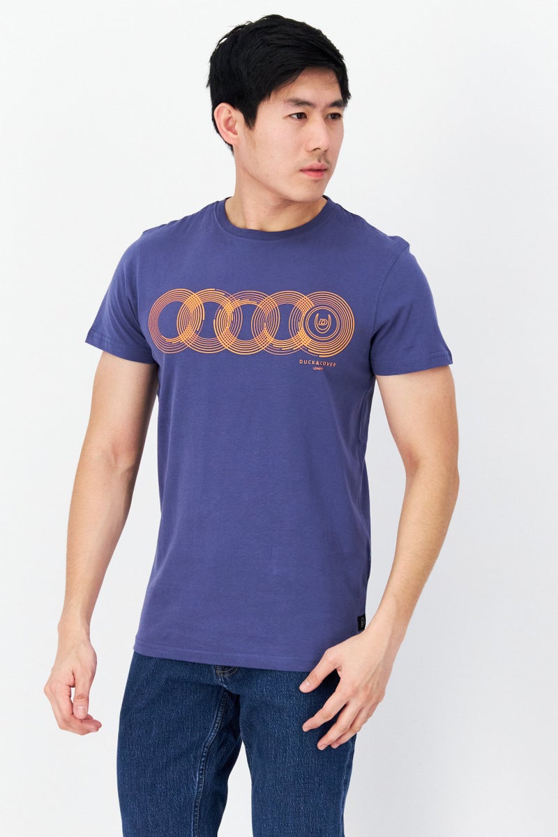 DUCK AND COVER Men Crew Neck Short Sleeve Graphic T Shirt, Blue - Image 1