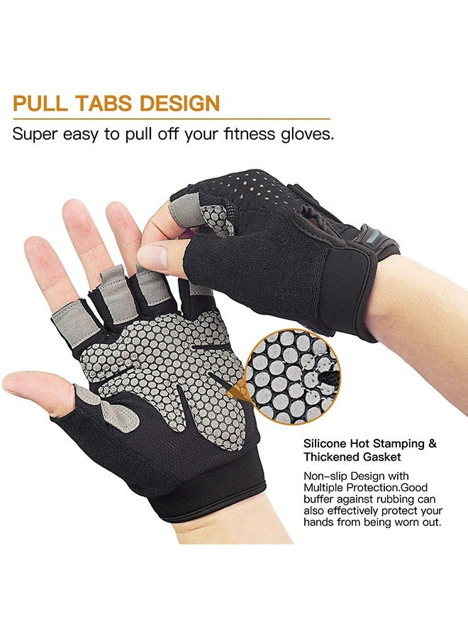 Generic Workout Gloves, Weight Lifting Gloves, Palm Support Protection for Men Women, Exercise Gloves Sports for Training, Fitness, Gym Black M  - Image 3