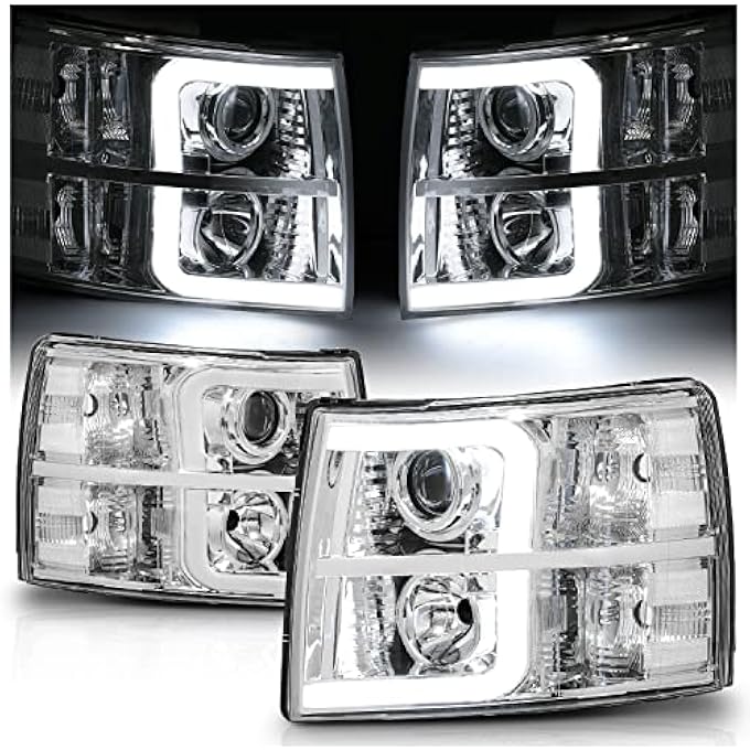 M-AUTO Projector Headlights Assembly Compatible With 07 08 09 10 11 12 13 Chevy Silverado 15000714 Silverado 2500 3500  Hd Models Black Housing Driver And Passenger Side Pair Set - Image 2