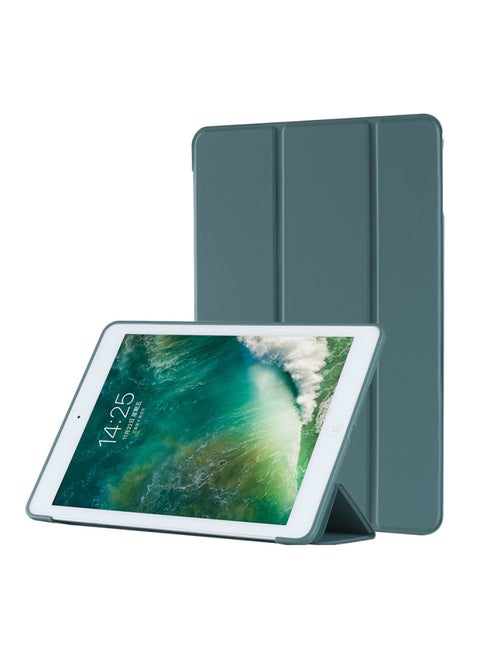 Suitable For IpadAir6 Protective Case 789 Generation Leather Case Air4/5 Soft Case Pro11 Three-fold One-piece Logo Can Be Printed-Color:Dark Green-Applicable Model:Pro 9.7 Inch (special)