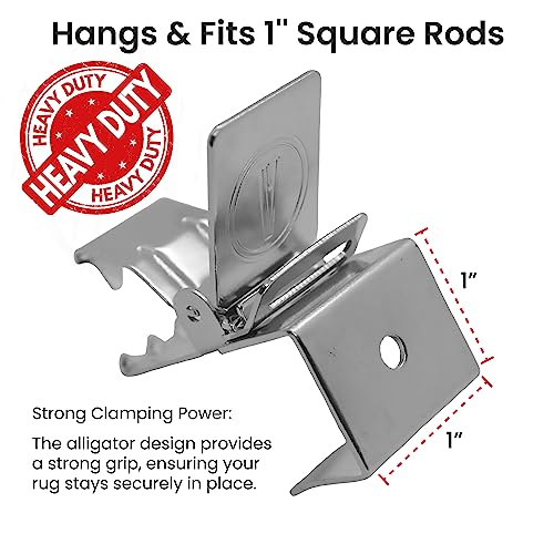 ANDUSTRIAL - Large Alligator Rug Clips for Displaying Heavy Rugs On Arms and Display Racks - Fits 1 Inch Square Rods - Silver, 10 Clips - Image 3