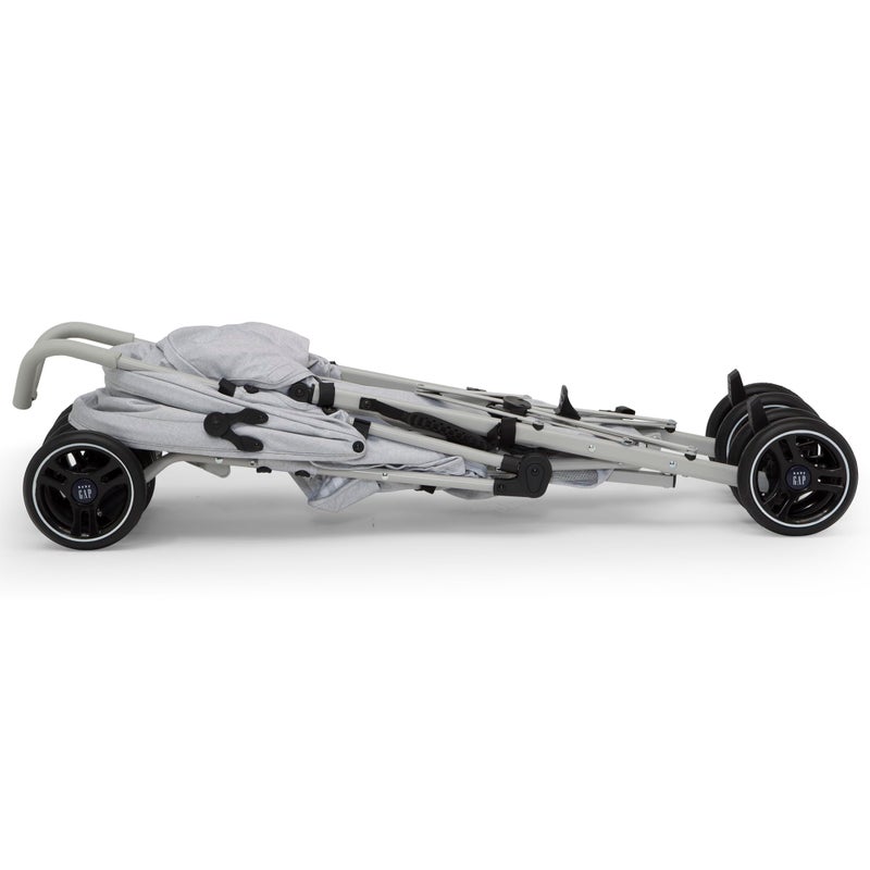 Delta CHILDREN babyGap Classic Stroller - Lightweight Stroller with Recline, Compact Fold & Removable Parent Organizer - Made with Sustainable Materials, Grey Stripes - Image 5