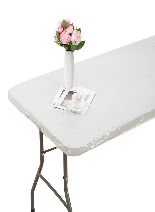 Pioggia مفرش طاولة مستطيل الشكل من الفينيل الشفاف من بيوجيا، مقاوم للماء، مطاطي، غطاء طاولة بلاستيكي واقي (8 أقدام - 30 × 96 بوصة) - Image 5