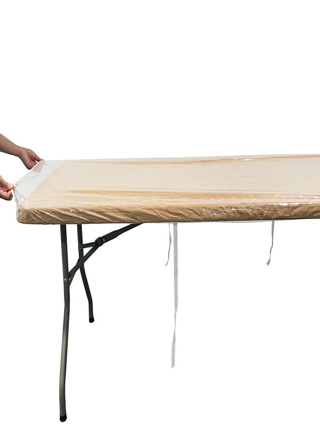 Pioggia مفرش طاولة مستطيل الشكل من الفينيل الشفاف من بيوجيا، مقاوم للماء، مطاطي، غطاء طاولة بلاستيكي واقي (8 أقدام - 30 × 96 بوصة) - Image 2