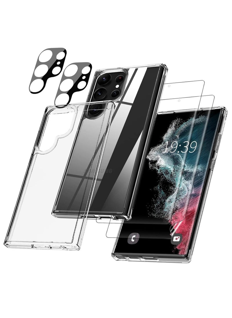 Raxoom Galaxy S22 Ultra Case Bundle - Includes 2 HD Screen Protectors & 2 Camera Lens Protectors, Slim Clear Shockproof Anti-Scratch Cover for Samsung Galaxy S22 Ultra 5G - Image 1