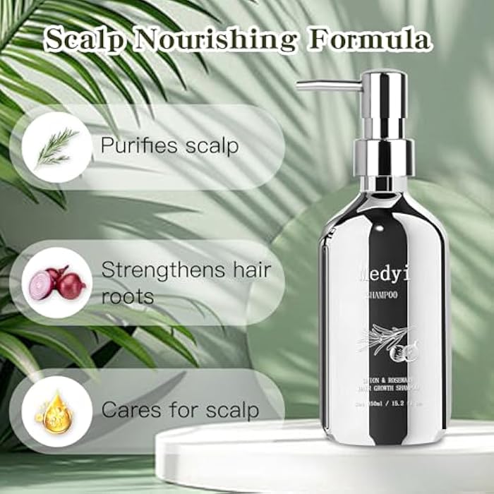Onion Rosemary Shampoo – Contains Onion and Rosemary Extracts to Nourish the Scalp and Strengthen Hair Roots. Suitable for Daily Use by Men and Women (Silver) - Image 2