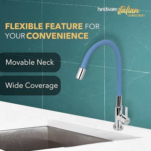 Hindware F920003CP Single Lever Hot and Cold Sink Mixer with Flexible Spout (Blue), Kitchen Mixer Tap - Image 4