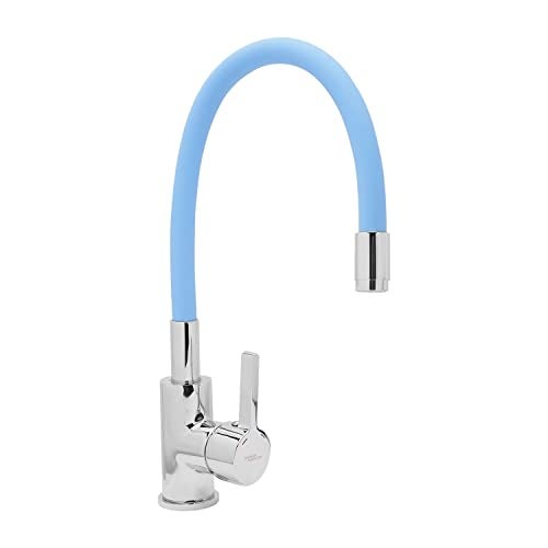 Hindware F920003CP Single Lever Hot and Cold Sink Mixer with Flexible Spout (Blue), Kitchen Mixer Tap - Image 1