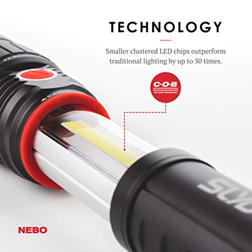NEBO SLYDE+ Work Light | 300 Lumens, 4 Light Modes, Magnetic LED Flashlight & COB Work Lamp, Water Resistant, Battery Powered, Great for Camping & Tactical Gear, Includes 4x AAA Batteries - Image 3