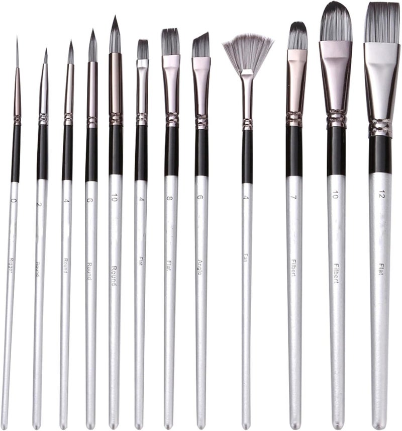 DOITOOL 12-Piece Nylon Paint Brush Set for Professional Art Painting Watercolor and Acrylic Brushes Essential Painting Supplies for Students and Artists - Image 1