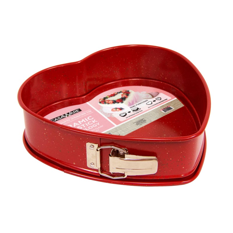 casaWare Heart Springform 10-Inch Pan, Ceramic Coated NonStick Red Granite - Image 3
