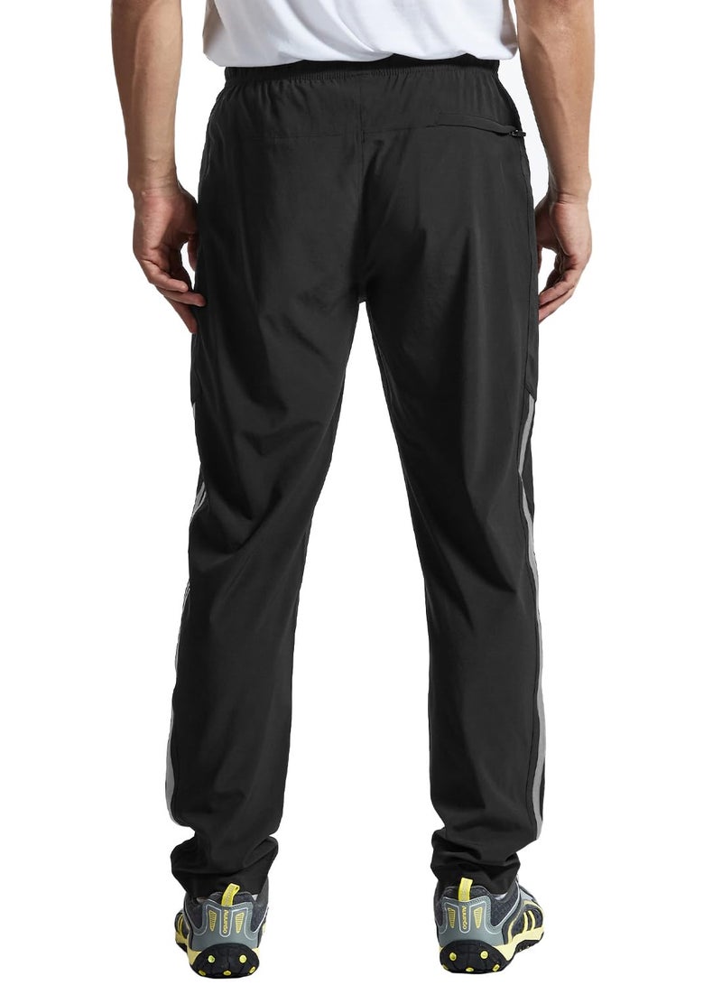 TBMPOY Men's Hiking Pants Quick Dry Lightweight Travel Track Running Active Jogger Sweatpants with Pockets Black XXL - Image 2