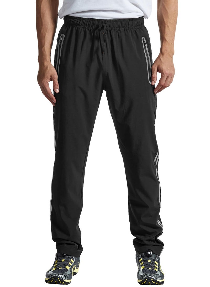 TBMPOY Men's Hiking Pants Quick Dry Lightweight Travel Track Running Active Jogger Sweatpants with Pockets Black XXL - Image 1