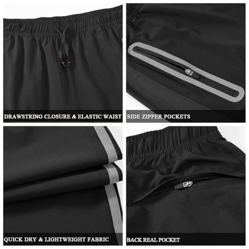 TBMPOY Men's Hiking Pants Quick Dry Lightweight Travel Track Running Active Jogger Sweatpants with Pockets Black XXL - Image 3
