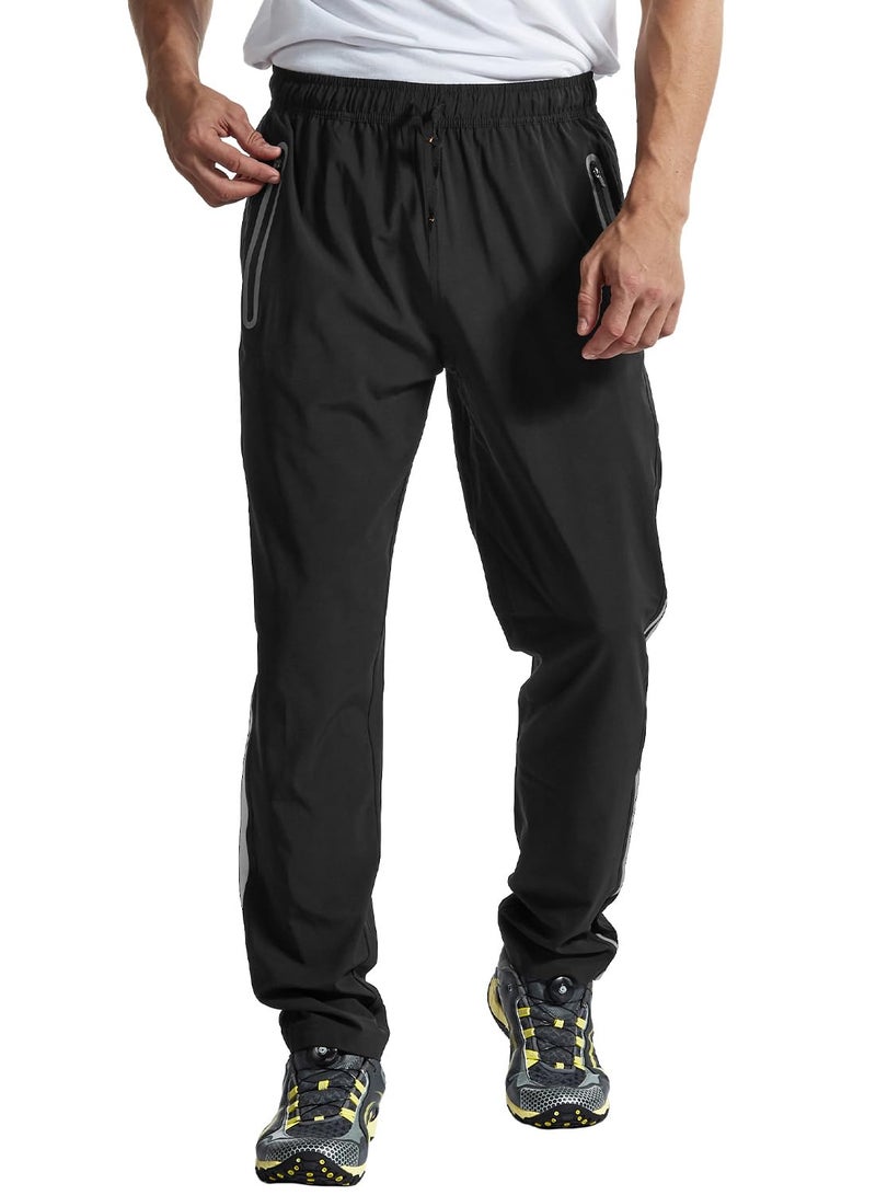 TBMPOY Men's Hiking Pants Quick Dry Lightweight Travel Track Running Active Jogger Sweatpants with Pockets Black XXL - Image 4