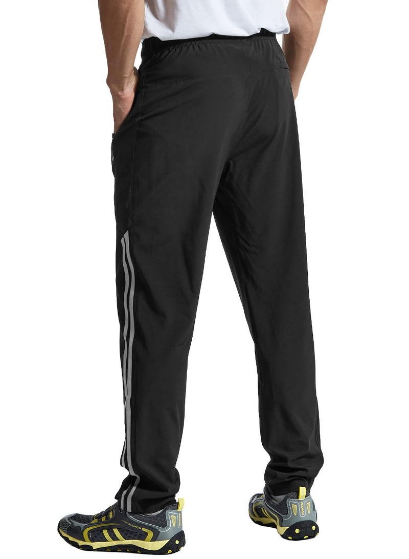 TBMPOY Men's Hiking Pants Quick Dry Lightweight Travel Track Running Active Jogger Sweatpants with Pockets Black XXL - Image 5