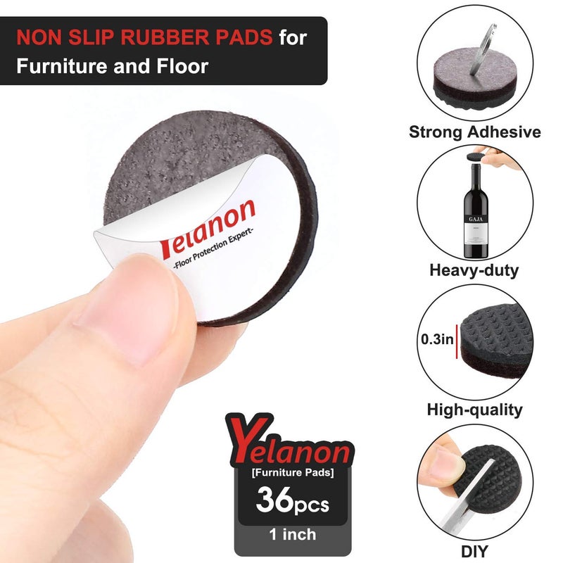 Yelanon Non Slip Furniture Pads -36 pcs 1â€™â€™Furniture Grippers, Non Skid Furniture Legs,Self Adhesive Rubber Furniture Feet, Anti Slide Furniture Hardwood Floor Protector for Keep Furniture Stoppers - Image 3