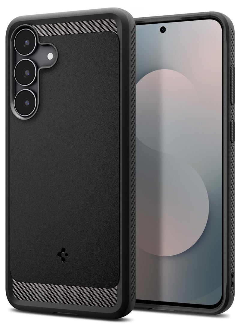 Spigen Rugged Armor for Samsung Galaxy S25 FE Case Cover with Carbon Fiber Textures - Matte Black - Image 1