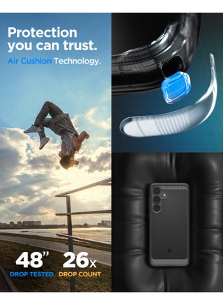 Rugged Armor for Samsung Galaxy S25 FE Case Cover with Carbon Fiber Textures - Matte Black - view 3