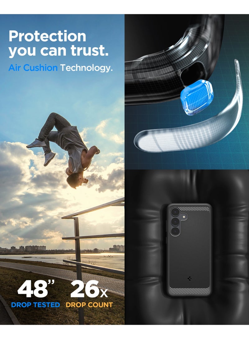 Spigen Rugged Armor for Samsung Galaxy S25 FE Case Cover with Carbon Fiber Textures - Matte Black - Image 3