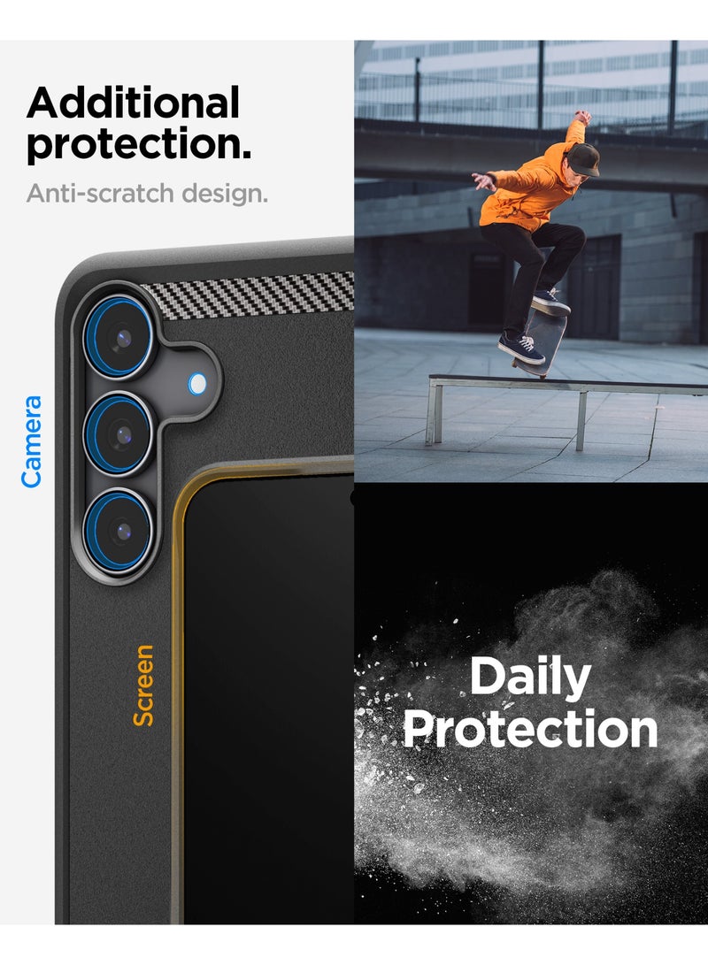Spigen Rugged Armor for Samsung Galaxy S25 FE Case Cover with Carbon Fiber Textures - Matte Black - Image 4