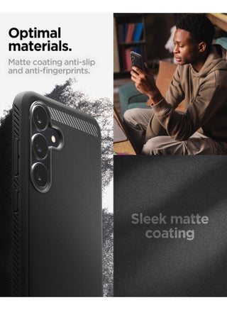 Rugged Armor for Samsung Galaxy S25 FE Case Cover with Carbon Fiber Textures - Matte Black - view 5