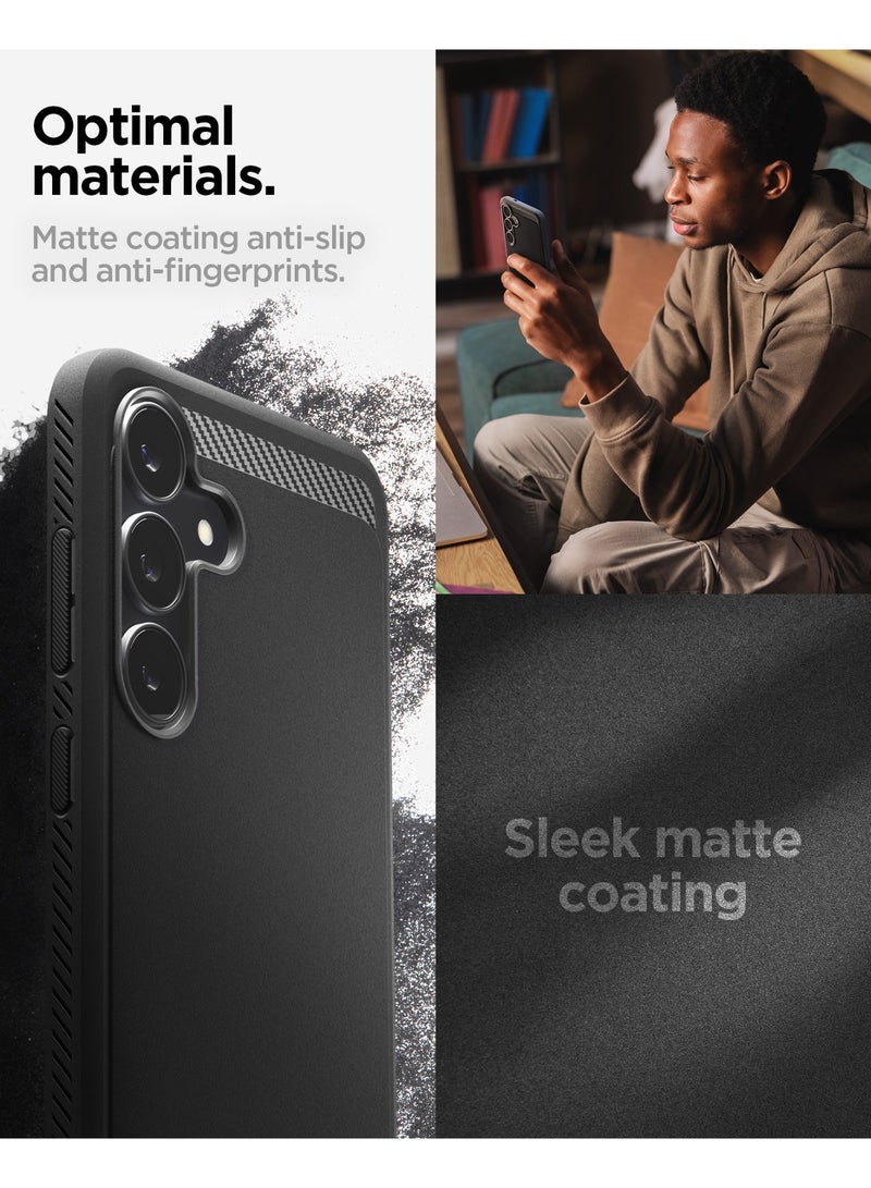 Spigen Rugged Armor for Samsung Galaxy S25 FE Case Cover with Carbon Fiber Textures - Matte Black - Image 5
