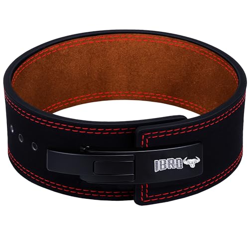 IBRO Powerlifting Lever Gym Belt, Power 10MM Extreme Heavy Duty Genuine Leather Belts - Squats Deadlifts Bodybuilding Weight Lifting IPF Power Lifting Strongman for Men BlackTan S - Image 1