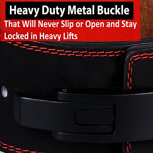 IBRO Powerlifting Lever Gym Belt, Power 10MM Extreme Heavy Duty Genuine Leather Belts - Squats Deadlifts Bodybuilding Weight Lifting IPF Power Lifting Strongman for Men BlackTan S - Image 4