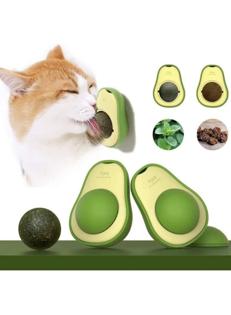 Catnip Balls Toy for Cats,Avocado Catnip Wall Ball,Cat Magic Mint-Ball Edible Licking Balls, Rotatable Edible Balls Interactive Cat Toy,Self-Adhesive Catnip Teeth Cleaning Licking Balls for Kitten - Image 1