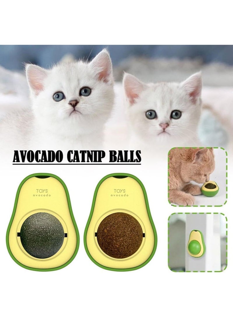 Catnip Balls Toy for Cats,Avocado Catnip Wall Ball,Cat Magic Mint-Ball Edible Licking Balls, Rotatable Edible Balls Interactive Cat Toy,Self-Adhesive Catnip Teeth Cleaning Licking Balls for Kitten - Image 2
