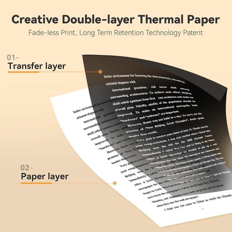 بيري بيدج ورق طابعة حرارية متعدد الأغراض، 8.27 بوصة × 11.69 بوصة، بكرتان، متوافق مع الطابعات الحرارية المحمولة P80 A40 Mt810 M832، يدعم العقود والمستندات (يدوم طويلًا) - Image 4