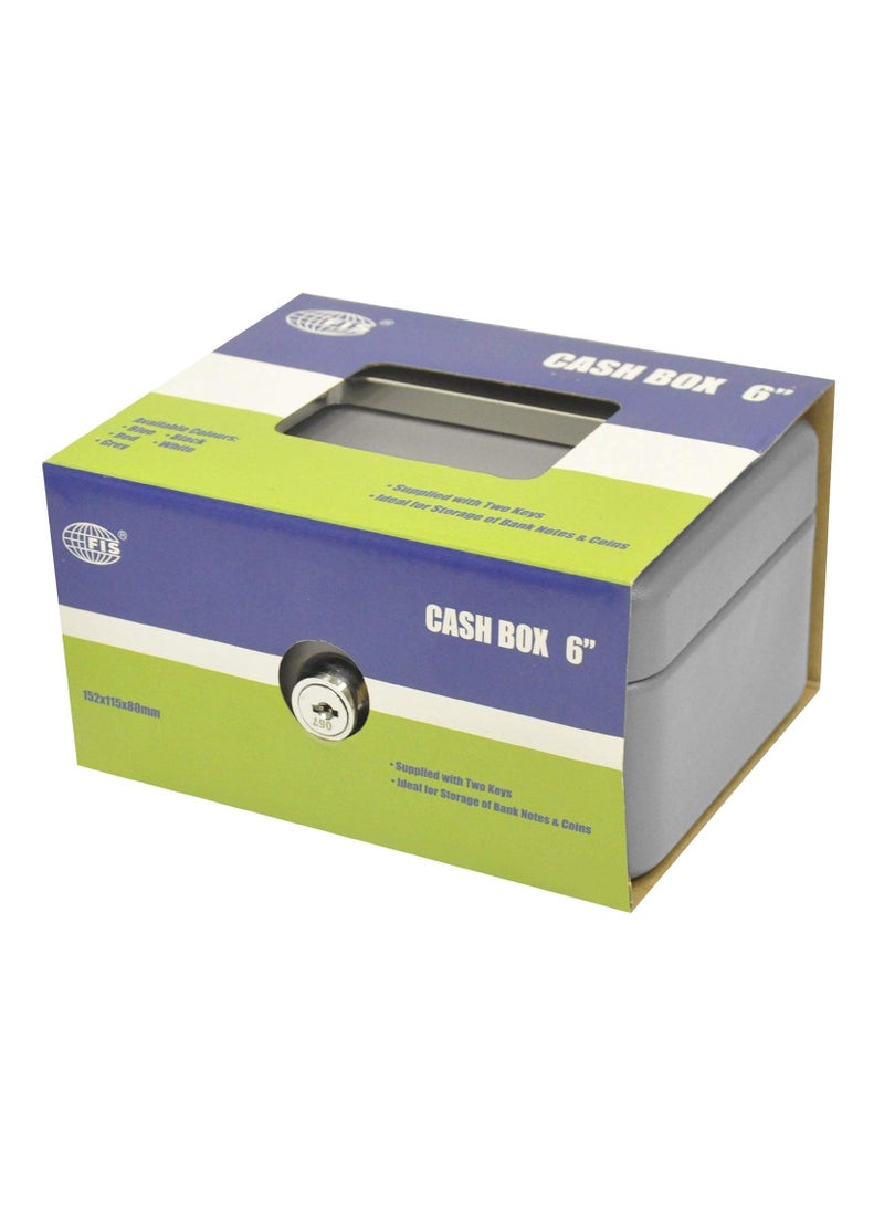 FIS Cash Box Steel Grey Color With key lock, 6 Inch Lock Size, 152 x 115 x 80 mm - FSCPTS0034GY - Image 4