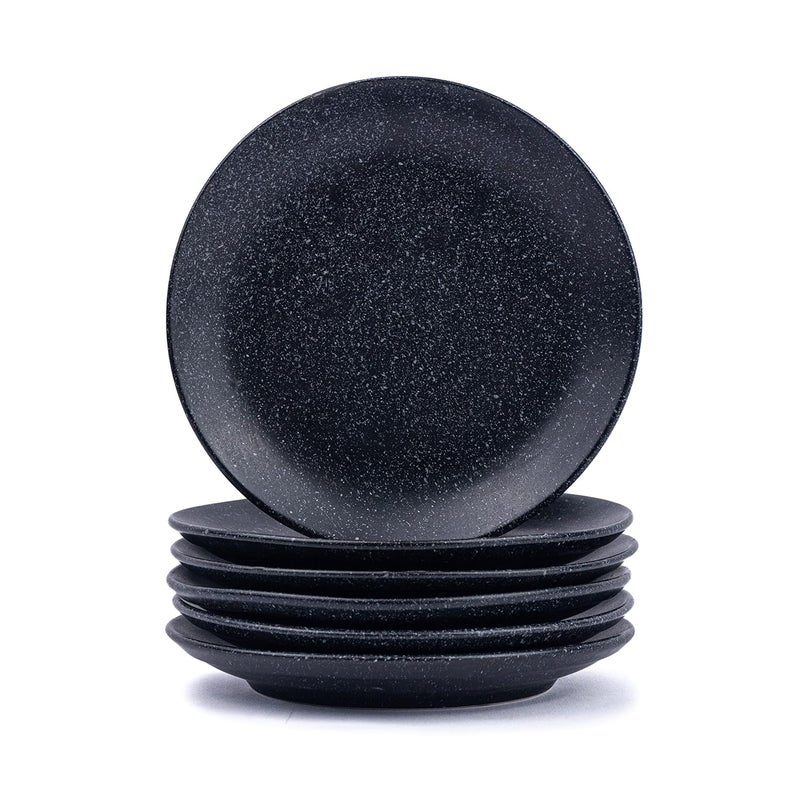 Shay Quarter Plates Set of 6 Black Speckle Matte Finish Premium Stoneware Snacks Plates Set of 6 Dessert Plates Snack Plate Small Plates Quarter Plate Black Speckle - Image 1