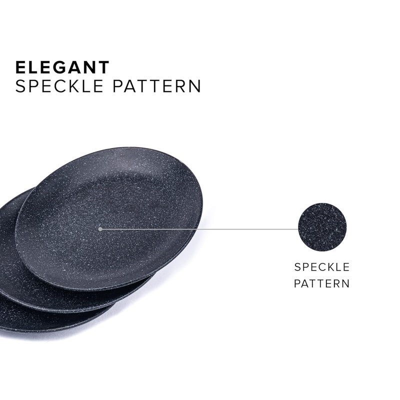 Shay Quarter Plates Set of 6 Black Speckle Matte Finish Premium Stoneware Snacks Plates Set of 6 Dessert Plates Snack Plate Small Plates Quarter Plate Black Speckle - Image 3