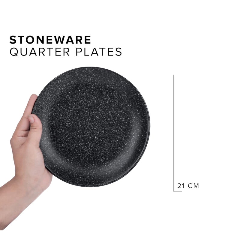 Shay Quarter Plates Set of 6 Black Speckle Matte Finish Premium Stoneware Snacks Plates Set of 6 Dessert Plates Snack Plate Small Plates Quarter Plate Black Speckle - Image 4