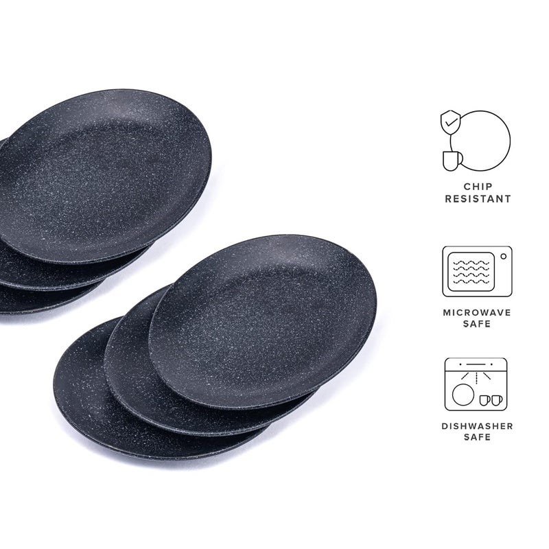 Shay Quarter Plates Set of 6 Black Speckle Matte Finish Premium Stoneware Snacks Plates Set of 6 Dessert Plates Snack Plate Small Plates Quarter Plate Black Speckle - Image 5