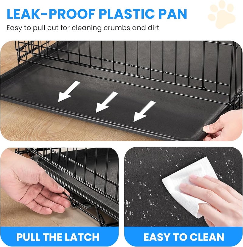 Simple Deluxe 24-Inch Small Dog Crate with Divider, Double Door Folding Metal Wire Cage with Leak-Proof Plastic Tray, Portable Pet Kennel for Indoor, Outdoor, and Travel - Image 5