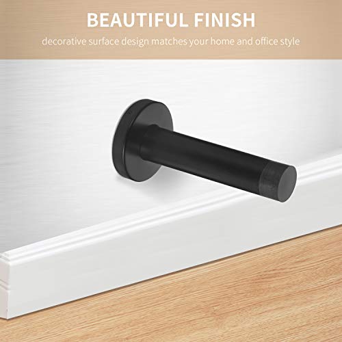 Orhemus Decorative Door Stoppers - 3.5 Inch 304 Stainless Steel Heavy Duty Door Stops with Rubber Tip Bumper for Wall and Door Protection Sound Dampening 2 Pack Matte Black - Image 3