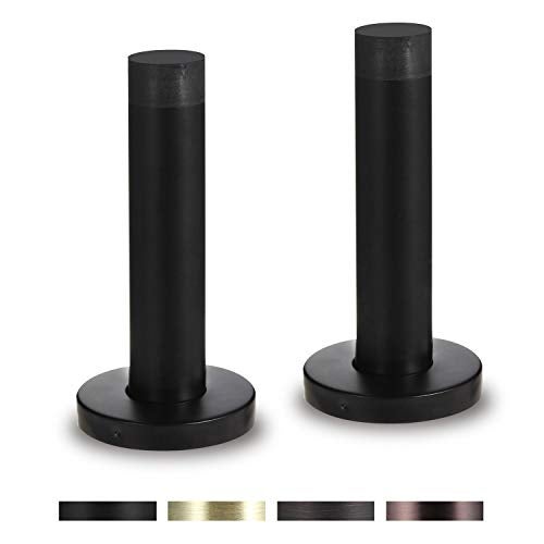 Orhemus Decorative Door Stoppers - 3.5 Inch 304 Stainless Steel Heavy Duty Door Stops with Rubber Tip Bumper for Wall and Door Protection Sound Dampening 2 Pack Matte Black - Image 1