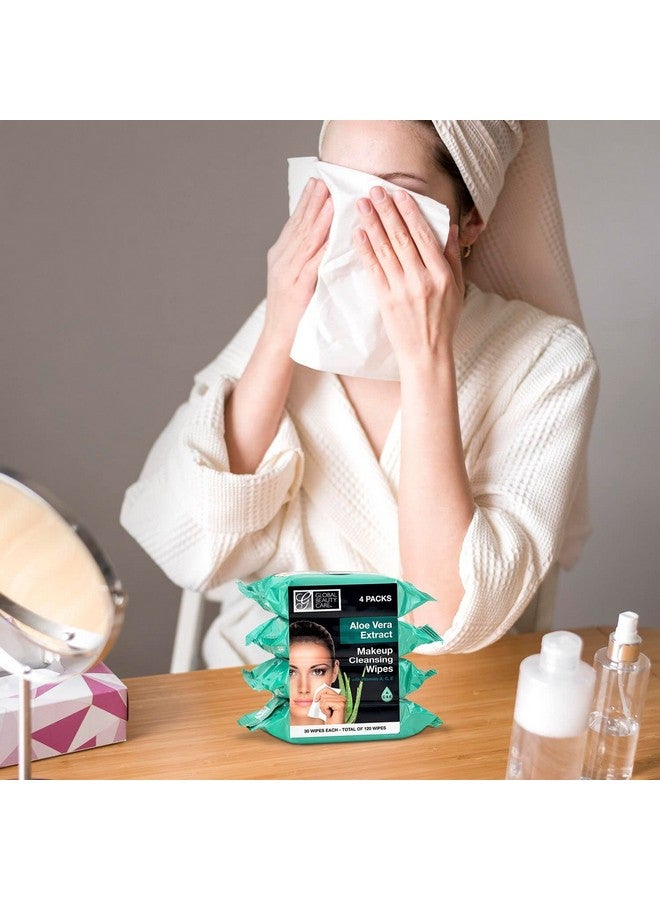 Global Beauty Care Cleansing Makeup Removal Wipes Bulk Great For Travel Toiletries 120 Count (4 Pack) (Aloe Vera) - Image 5