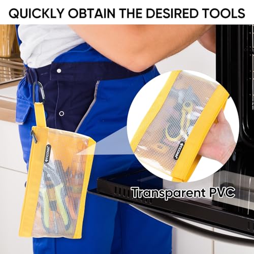 TICONN Tool Pouch, 1680D Oxford Small Tool Bag, Tool Pouches with Zipper, Clear Utility Bag Zipper Pouch for Tool Organizers and Storage (3PK Combo) - Image 3