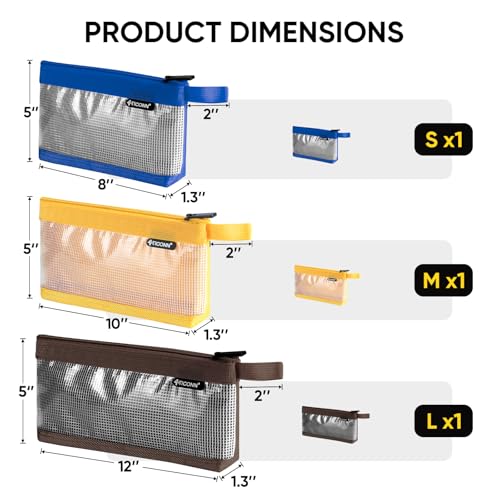 TICONN Tool Pouch, 1680D Oxford Small Tool Bag, Tool Pouches with Zipper, Clear Utility Bag Zipper Pouch for Tool Organizers and Storage (3PK Combo) - Image 4