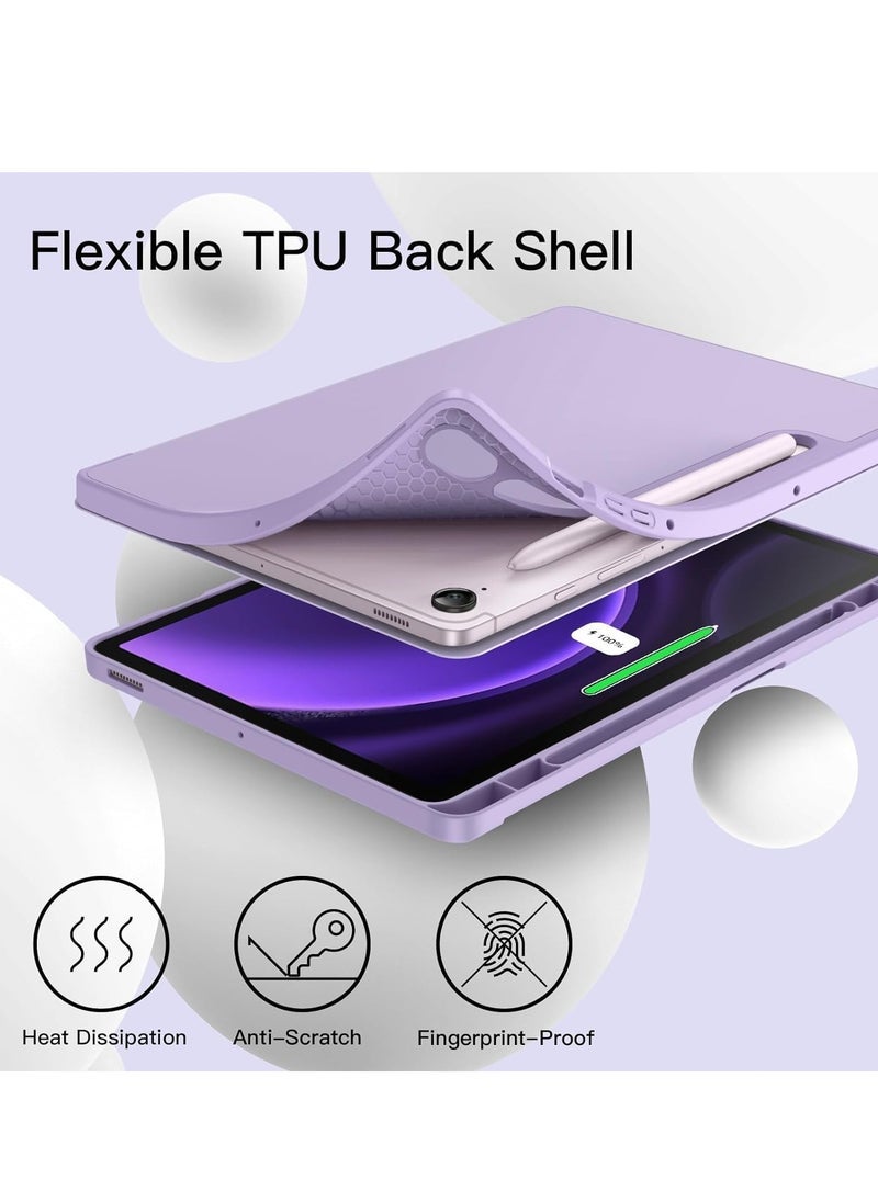 SmartGrist Case for Tab S9 FE 10.9-Inch with S Pen Holder - Soft TPU Tri-Fold Stand Protective Tablet Cover, Supports S Pen Charging, Auto Wake/Sleep - Purple - Image 3