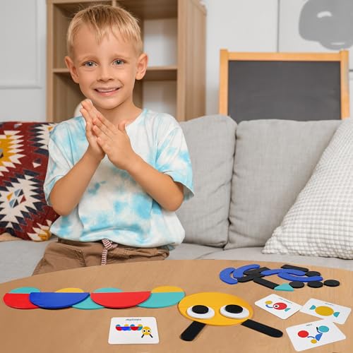 LiKee Open Ended Wooden Shape Puzzles (36 Blocks&60 Cards) for Toddlers 3+ Years Old, Montessori Development Toys Preschool Education Activity Travel Toy Board Games for Kids 4-8 Yrs - Image 5