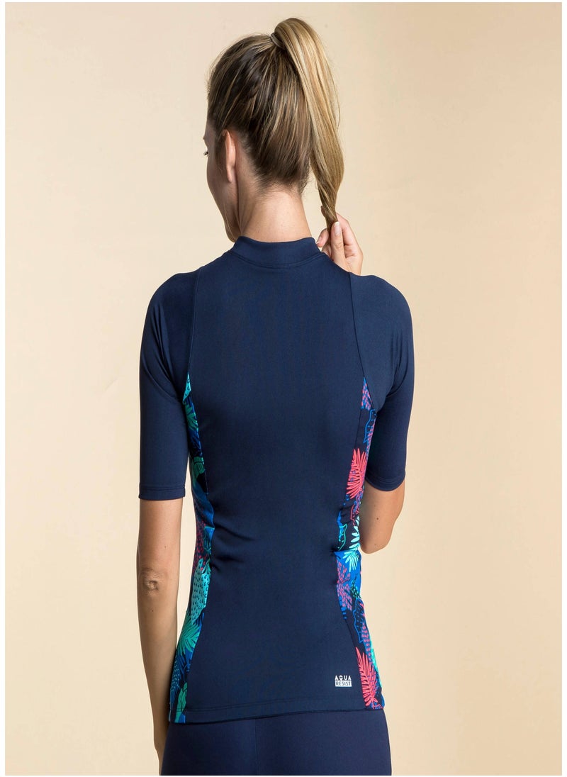 NABAIJI NABAIJI by DECATHLON, Women Swimming Top Una Light Stretchable & Comfortable Navy  - Image 2