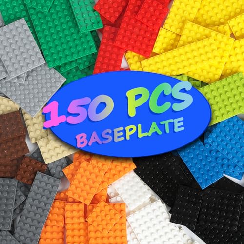 HUIZDQ 150 Pieces Classic Building Baseplate 12 Sizes Small Base Plates Compatible with All Major Brands Building Blocks 12 Colors - Image 1